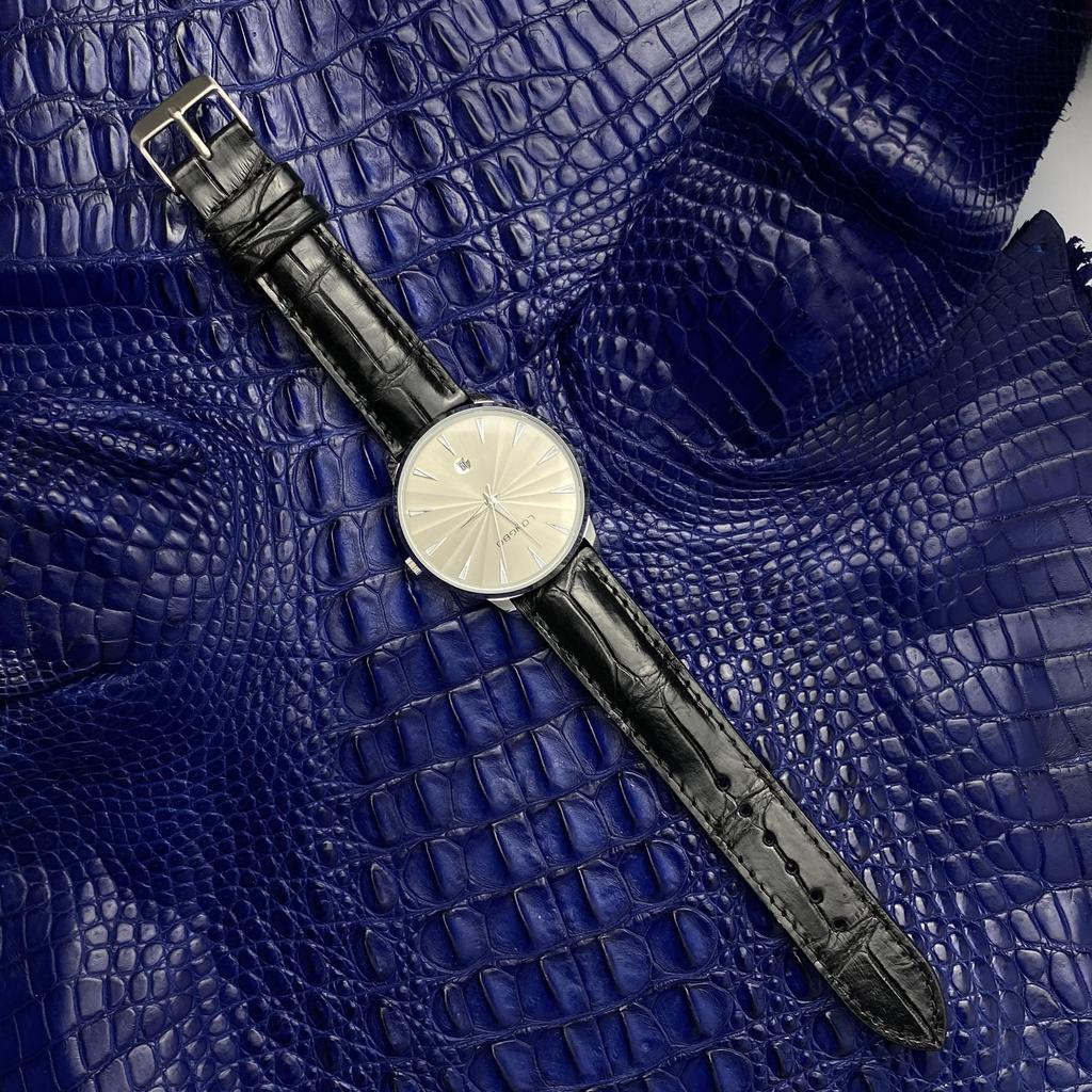 Vinacreations 20mm Black Crocodile Watch Band with Quick Release Spring Alligator Replacement Watch Strap with Wrist Quick Bars, Men's Buckle, Change,