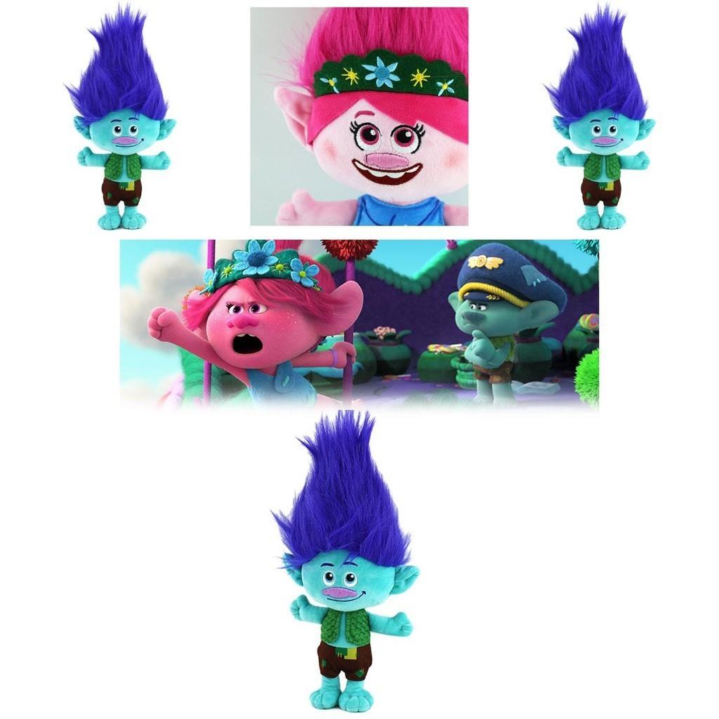 Trolls: Šampioni Spolu Hračka Plyšová Roztomilá Kreslená Postavička Výška 30 cm Chlapec s Modrými Vlasy a Dívka s Růžovými Vlasy Perfektní Pro Děti Věku 7-14 Let