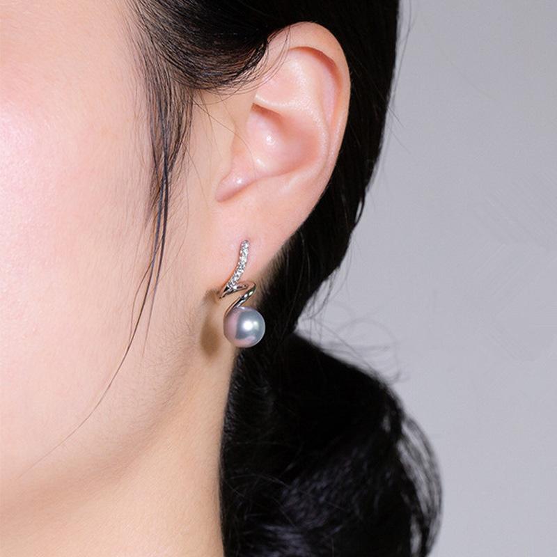 2022 Kolczyki Perłowe Obrotowe Prawdziwe Naturalne Perły Słodkowodne Kolczyki z Srebrną Igłą Perłowe Dla Kobiet Prezent Ślubny