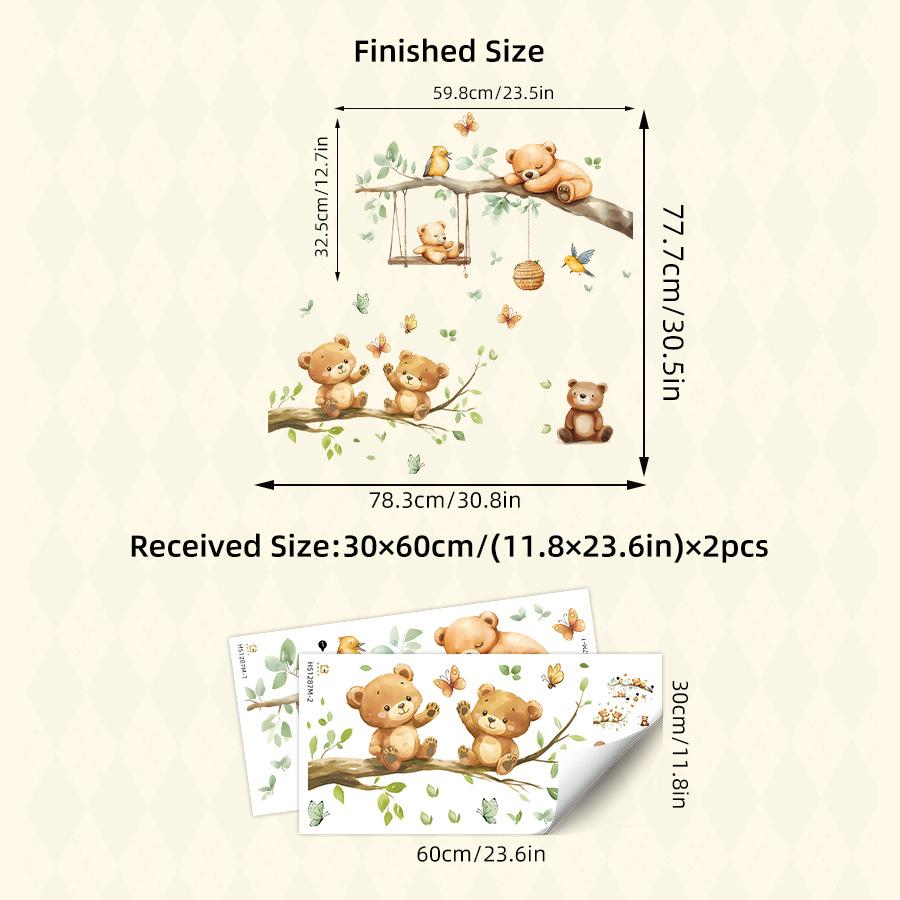 

Cute Cartoon Bear Wall Sticker Self-Adhesive Branch Tree Decal for Kids Bedroom Living Room Home Decor 30x60CM 2pcs