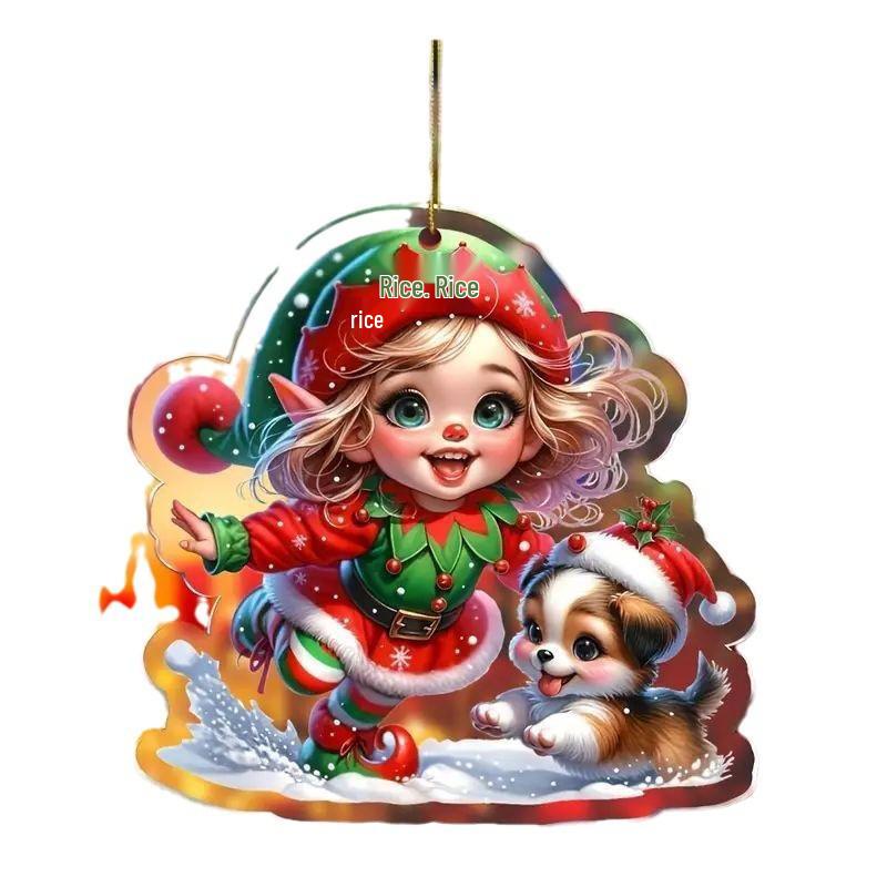 New Christmas Style Cute Girl Ornament: Acrylic Car Decoration & Backpack Pendant