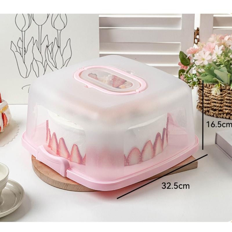 Transparent Cake Storage Box With Handle For Baking Snacks Bread Dust Proof Food Container For Kitchen Countertops