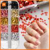 12 Grids Mini Star & Heart Nail Sequins Holographic Metallic Shiny Love Heart Nail Five-Pointed Star Glitter Flakes Nail Decor