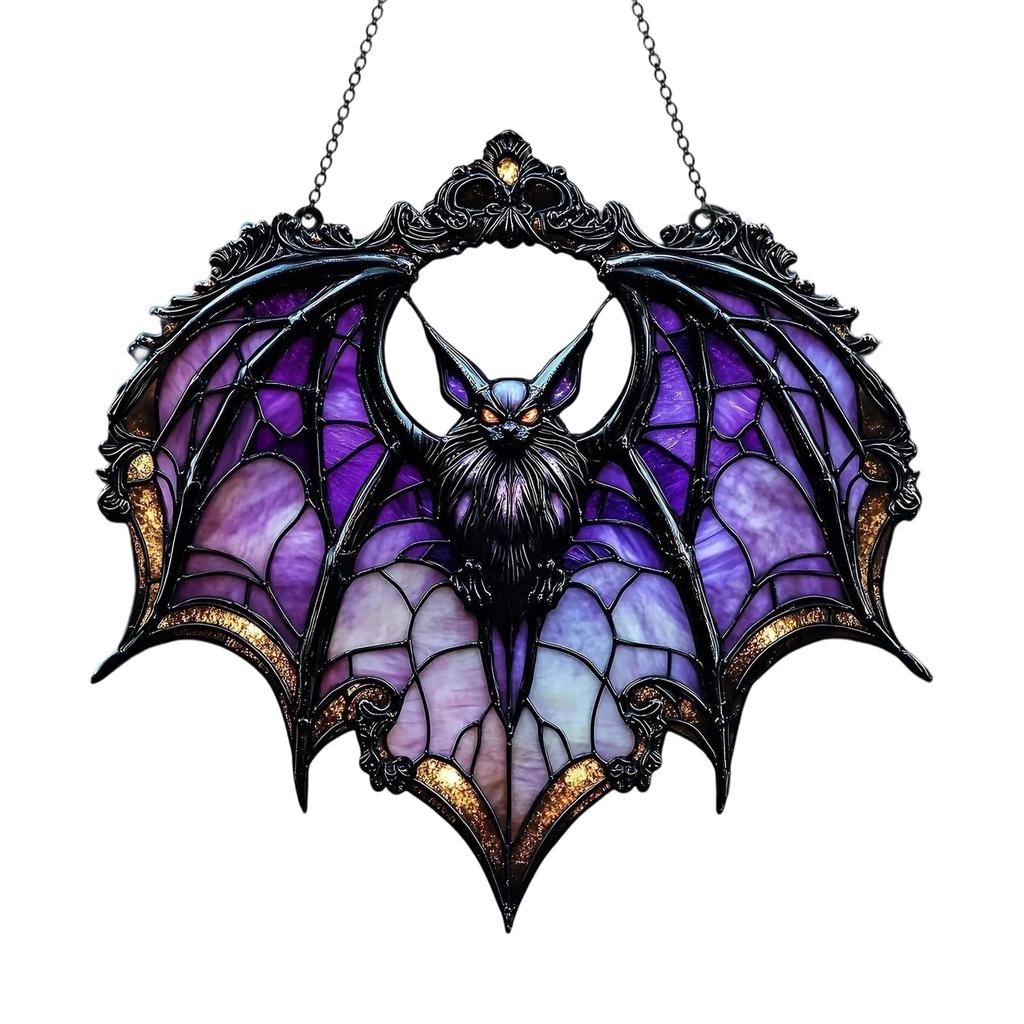 2DMysterious Purple Acrylic Light Catcher, Gothic Imitation Colored Glass Acrylic Window Hanging,