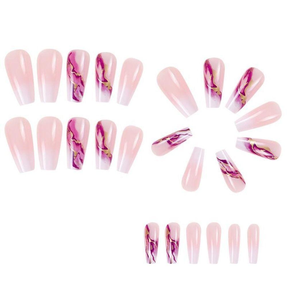 Medium Length Ballerina False Nail Square Head T-shape Nail Tips Fashion French Fake Nails  Women