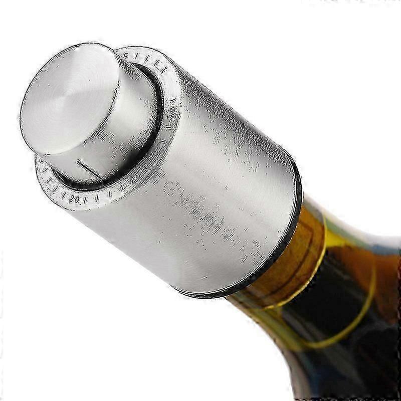 Wine Champagne Bottle Stopper Plug Vacuum Sealer Stainless Steel Leakproof Cap--Silver 26-27s