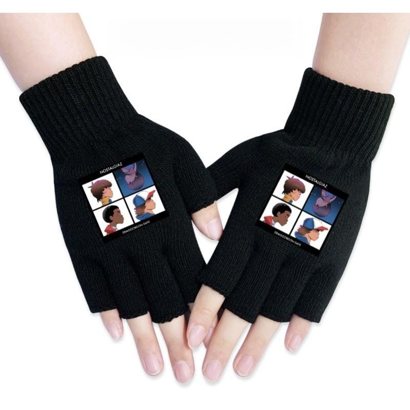 Stranger Printed Cotton Autumn Winter Warm Knitted Touch Gloves Fingerless Gloves