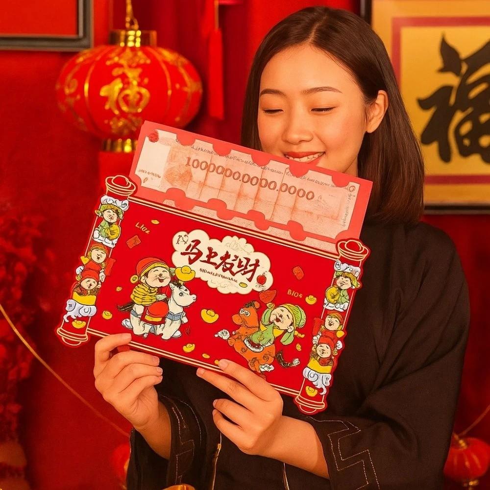 Traditional 2026 Horse Year Red Envelope Cartoon Lucky Red Pockets  Birthday Celebration