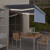 VidaXL Manual Retractable Awning with Awning and LED 4.5x3 M Blue White 3069321