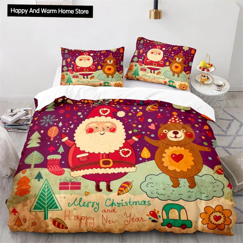 

Счастливого Рождества, король, королева, пододеяльник, красный, с изображением Санта-Клауса, комплект постельного белья для мальчиков, подростков, взрослых, с Новым годом, мягкий пододеяльник EU single(135x200cm)