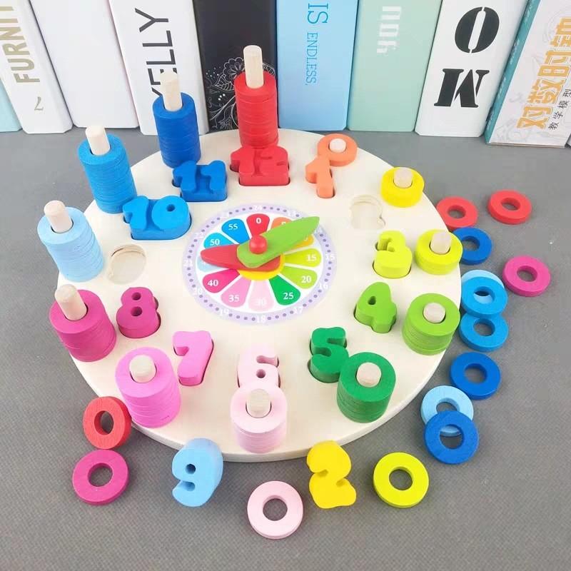 Colorful Wooden Puzzle Toy For Kids Learning Time And Numbers Educational Development