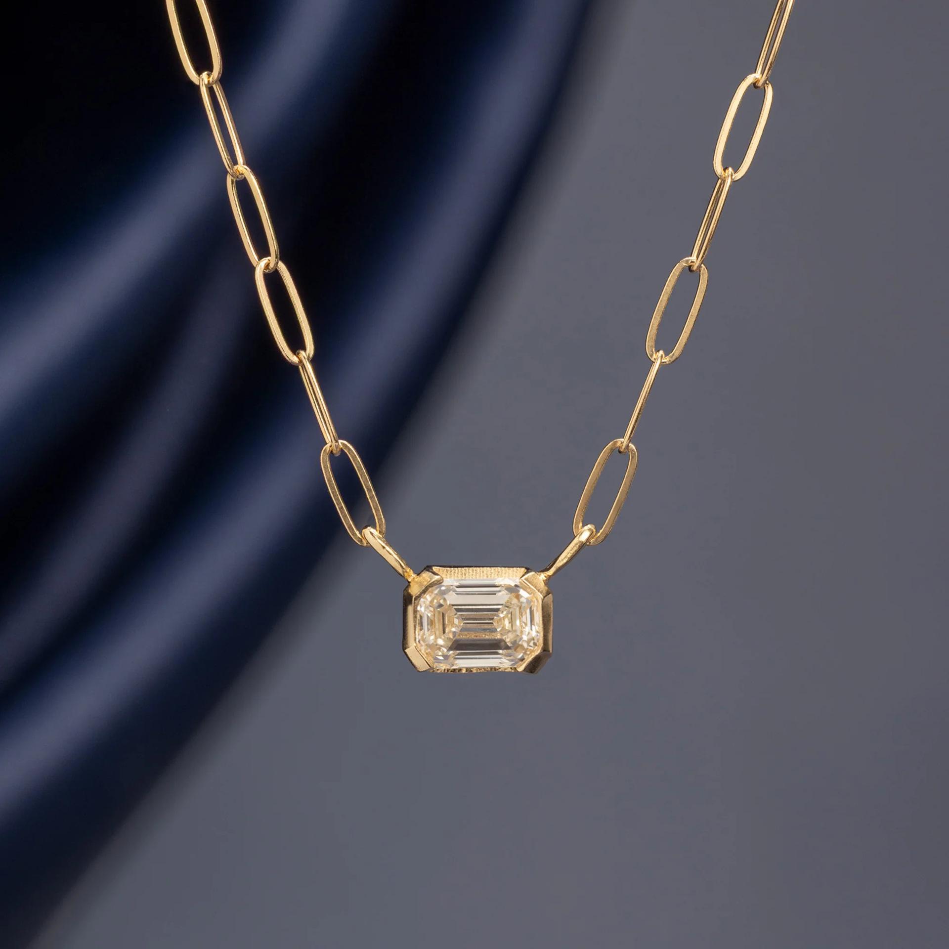 Wind Stacked Necklace Set Y-Chain Light Luxury Square Diamond Paperclip Chain Niche Design Clavicle Chain