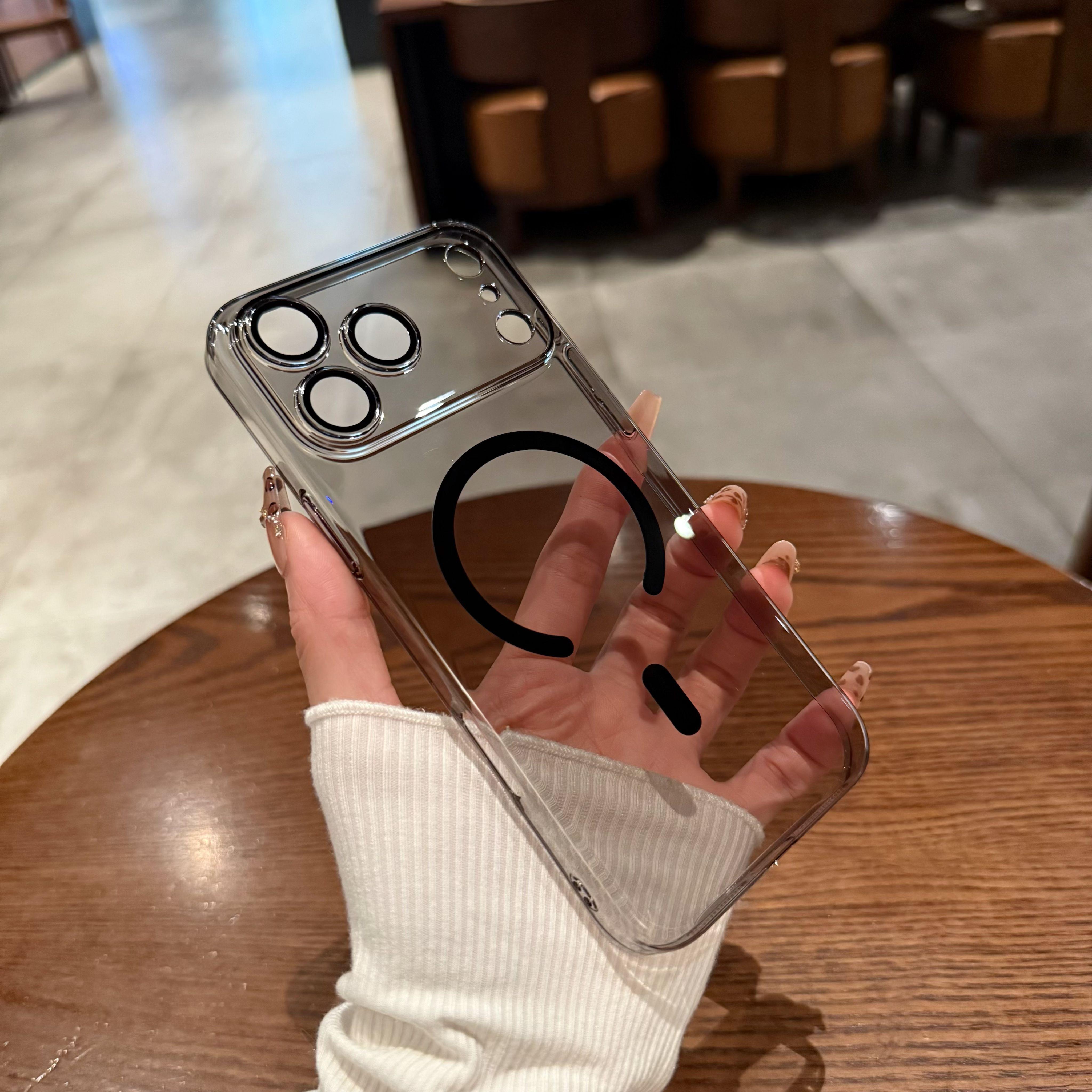 

Ультратонкий прозрачный жесткий магнитный чехол для Magsafe для iPhone 17 Air 16 15 14 13 12 Pro Plus Max Акриловое стекло Защитная крышка с бампером для камеры iPhone17 Pro