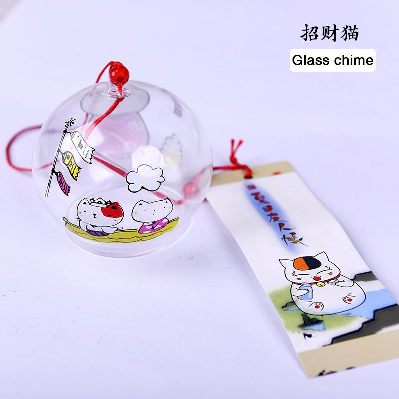 Japanese Style Cute Wind Chime Handmade Glass Painted Hanging Ornament Creative Gift for Girls