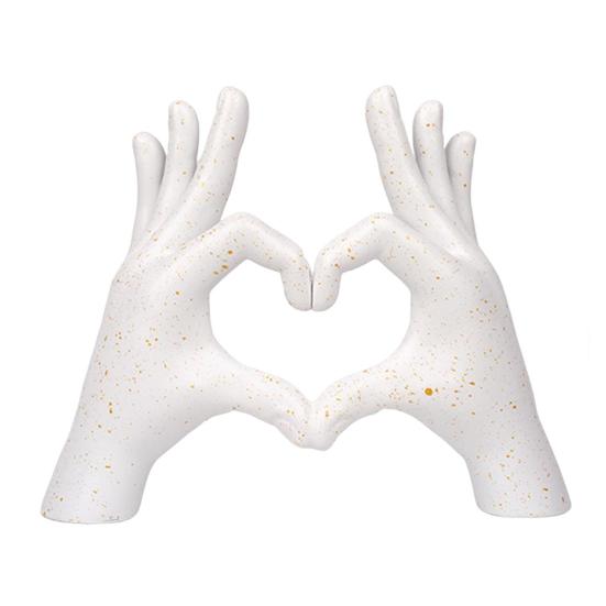 Estatueta de gesto de amor em resina, coração de amor, mãos, escultura, gesto de coração, peça de arte, ornamento de mesa para casa, sala de estar, quarto