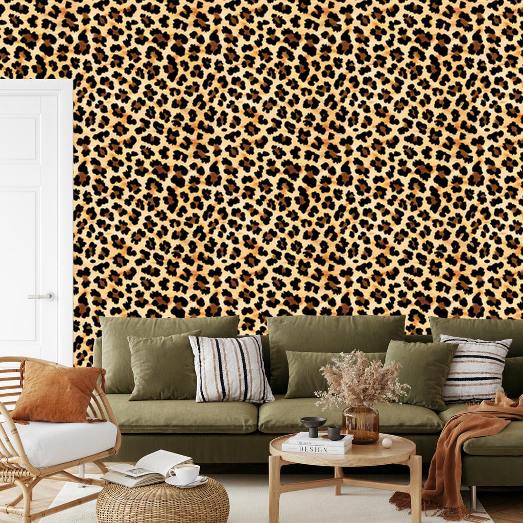 Animal Skin Wallpaper Gold, Ochre, Black and Cream 50x1000