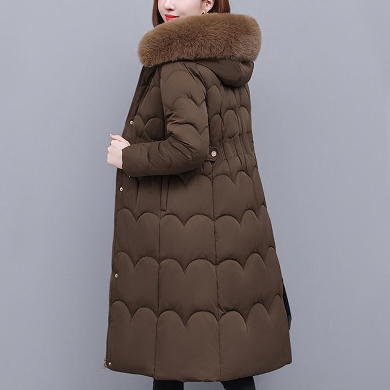 Woman Winter Coats Hooded Faux Fur Collar Elegant Thick Warm Plus Size Long Parkas Female Jacket