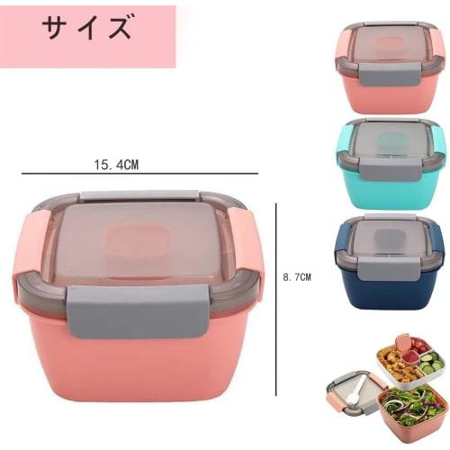 EFFORTS Bento Box, Salad Lunch Container, Portable Lunch Box, 2-Tier, Large Capacity, 1100ml, Perfect for Kids, Students, Men, Women, Commuters, and S