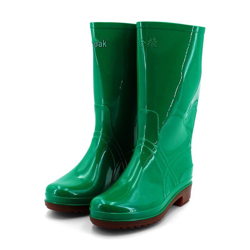 Jinxang 028 PVC Waterproof Oil-Resistant Tall Rain Boots 37 зелёный