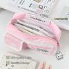 Cat Print Pen Bag Pink White Pencil Pouch Durable Stationery Organizer  School Supplies