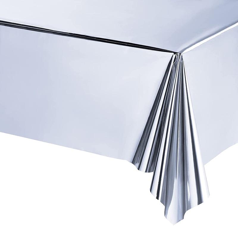 Silver Paper Plates Banner Tablecloth Birthday Party Decor Disposable Tableware Set Baby Shower Wedding Bachelor Party Supplies