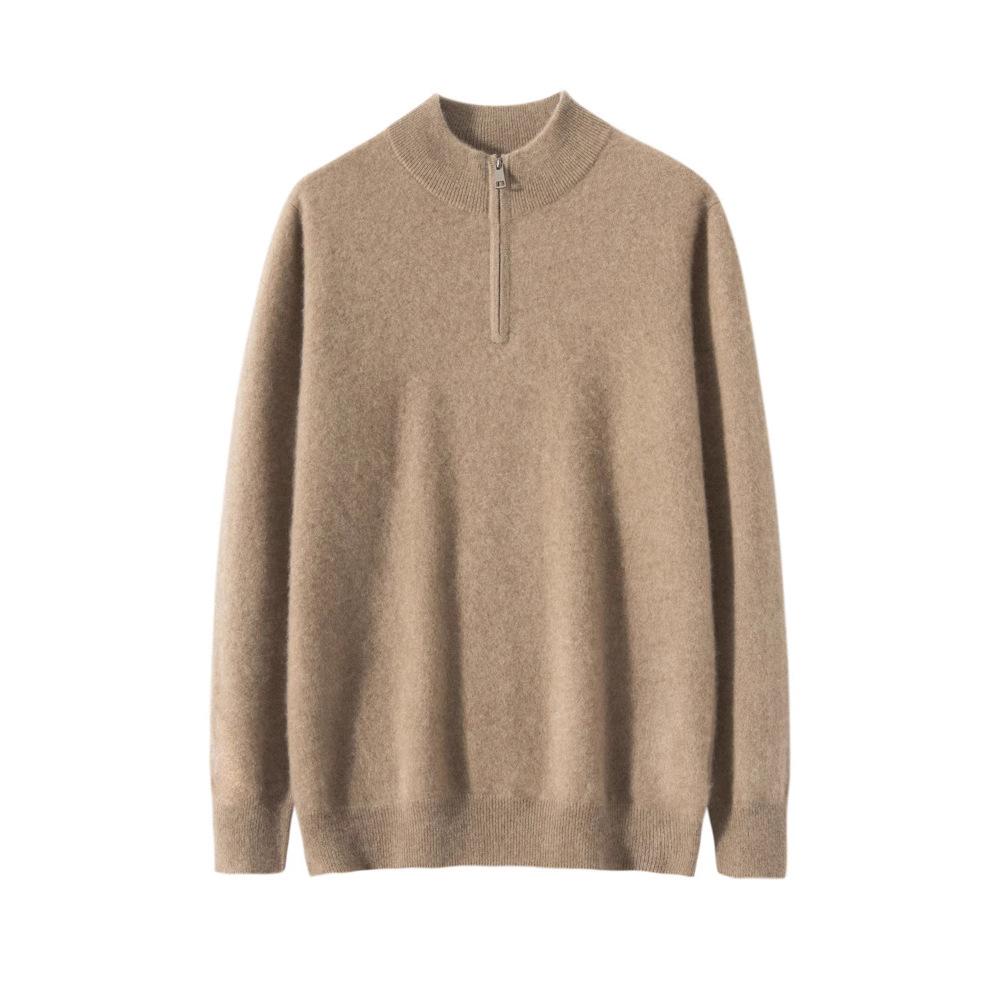 Albas Small Cashmere 100% Cashmere Shirt Half High Zip Sweater Knitted Sweater