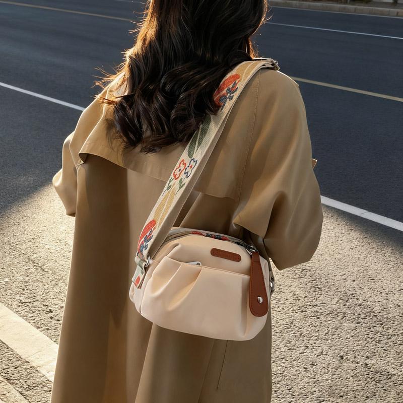 Trendy Multicolor Crossbody Bag Widen Belt Rectangle Single-Shoulder Bag Lightweight Oxford Cloth Tote Bag Daily Casual