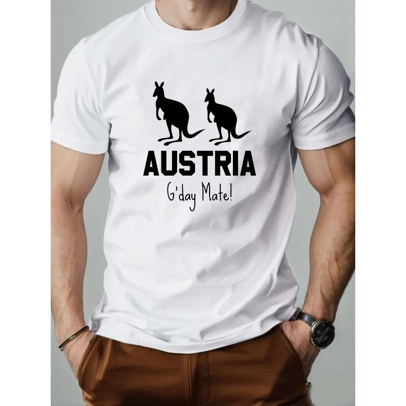 

Европейские размеры Мужская повседневная футболка с круглым вырезом с графическим изображением кенгуру, Вязаная ткань, Небольшая эластичность, Обычная посадка, Однотонный цвет, Летний сезон S белый