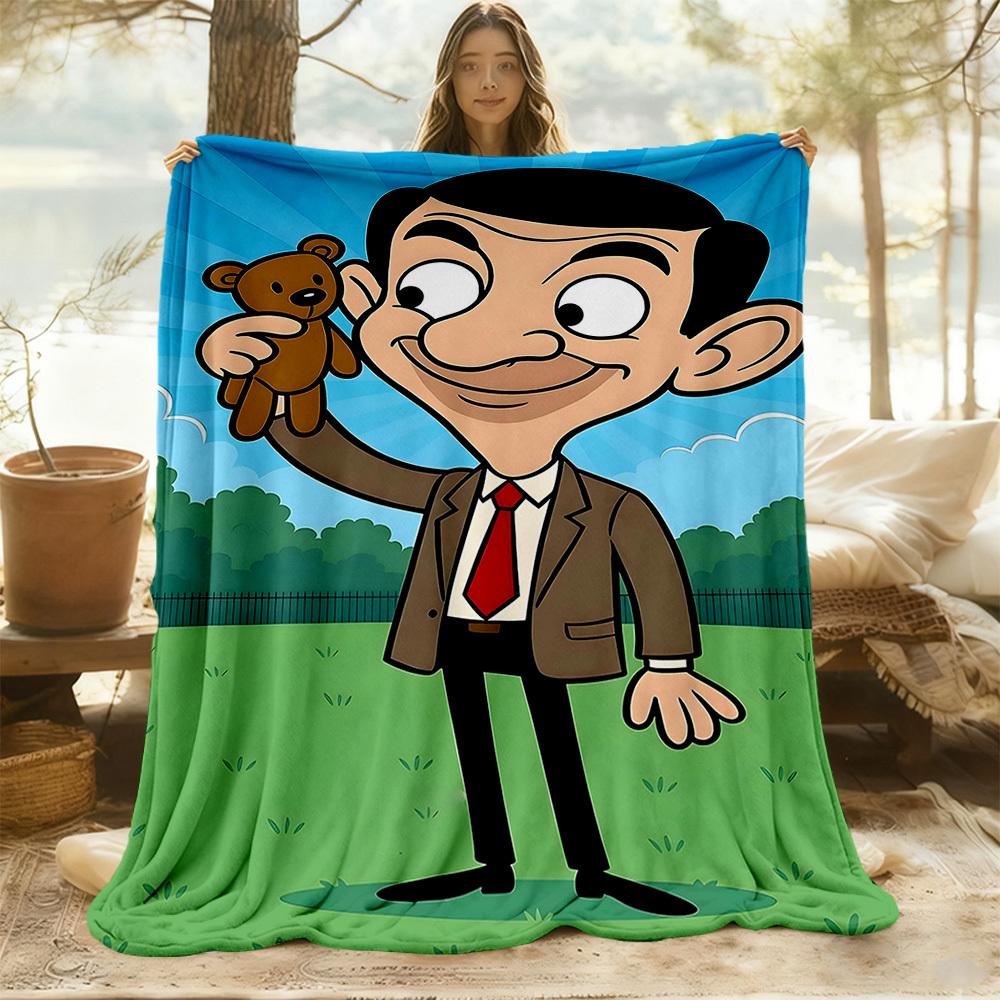 1 pezzo Orso Sig.. Coperta da Esterno Bean in Flanella Leggera, Uso Stagione Unica per Divano, Letto, Viaggio, Campeggio, Soggiorno, Ufficio, Divano030