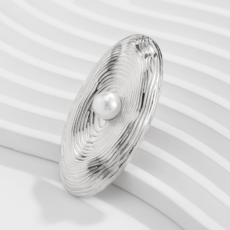 Bagues pour femmes tendance créatives perles empreintes digitales bague en métal exagérée grande bague ouverte réglable bijoux de fête de vacances accessoires