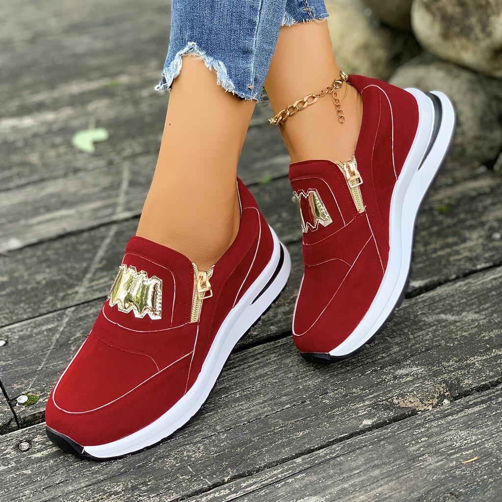 Fashion 2025 New Women Platform Sneakers Elegant Flats Shoes Woman Comfortable Casual Zipper Sneakers Women Lightweight Vulcanize Shoes