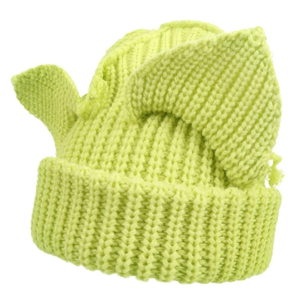 Stretchable Knit Cat Ear Beanie Yarn Striped Beanie Gifts Knitted Beanie Hat  Women and Men