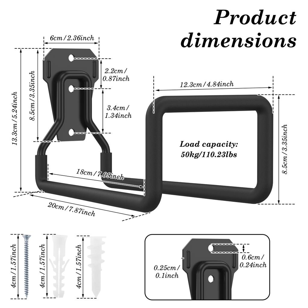 3Pcs Garden Hose Holder Metal Hose Reel Hanger Wall Hooks Organizer Heavy Duty Water Tube for Outdoor Indoor Garage Yard