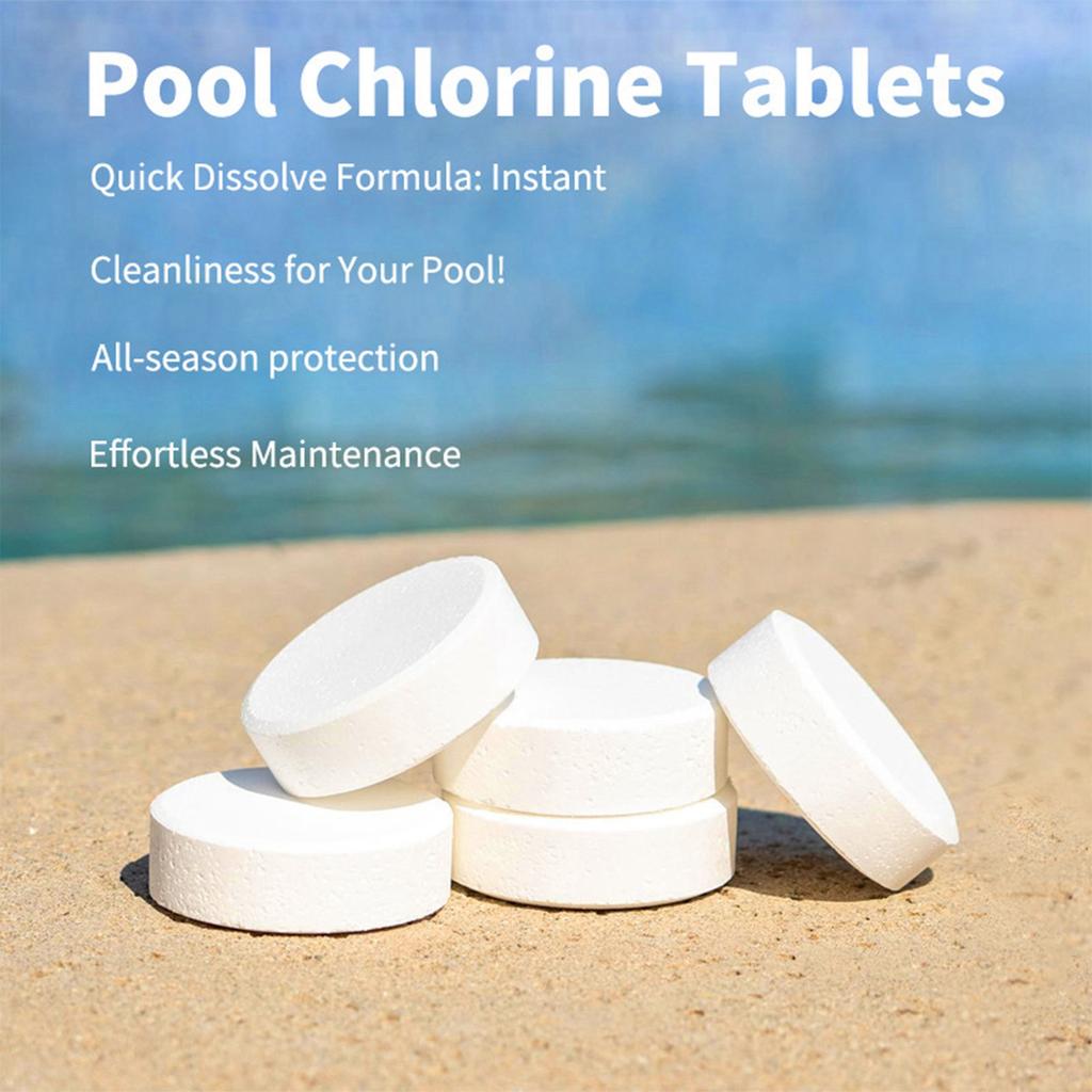 Chlortabletten für Schwimmbäder, tötet und stoppt Algen, langsam auflösend, einzeln verpackt, Poolchlortabletten