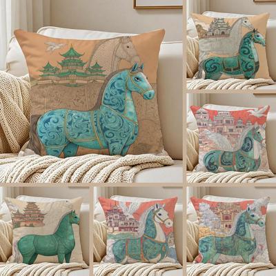 Luxury Dream Pegasus Cushion Cover Silky Short Plush Double-Sided Printed Pillow Case for Sofa All Seasons Home Decor Gift