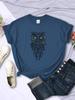 Dashing Owl Face Printing Womens Tee Shirts Casual Breathable Sport Short Sleeve Summer Street Hip Hop Tops Female Tee Clothes