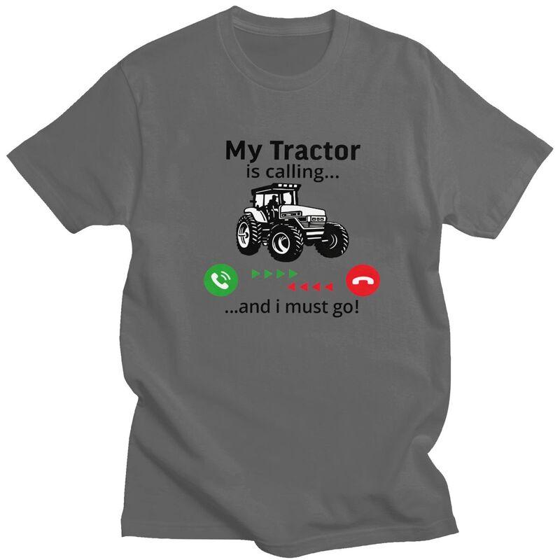Mein Traktor Ruft T-Shirts Reine Baumwolle Kurzarm Lustiges Landwirt Fahrer T-Shirt Locker Übergröße Sommer Stil Kleidung