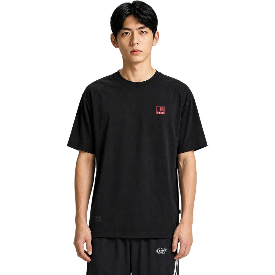Li Ning Retro Sports Ice Feel Comfortable Loose Short Sleeve T-Shirt Unisex tops Black AHSW887-3