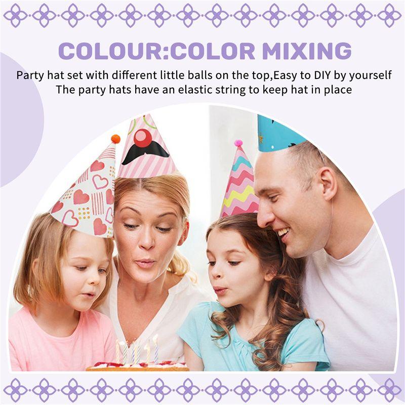 Versatile 8Pcs Paper Gold Foil Happy Birthday Party Cone Hats For Adults And Kids Party Decoration