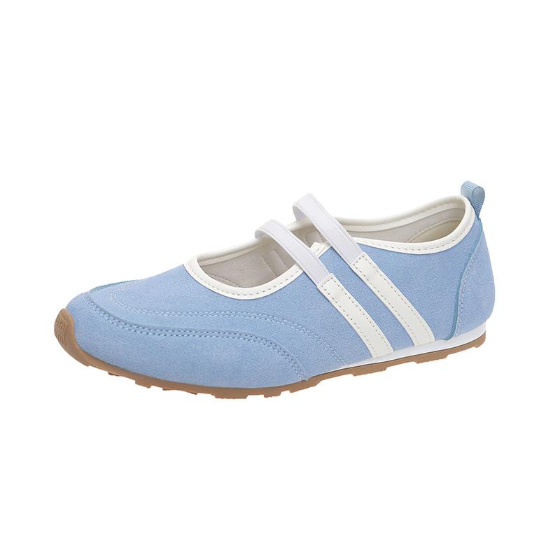 Damen Mary Jane Schuhe Ein Tritt Elastikband Flache Schuhe für alle vier Jahreszeiten Prägnante Freizeitkleid Jeans Damen Einzelschuhe