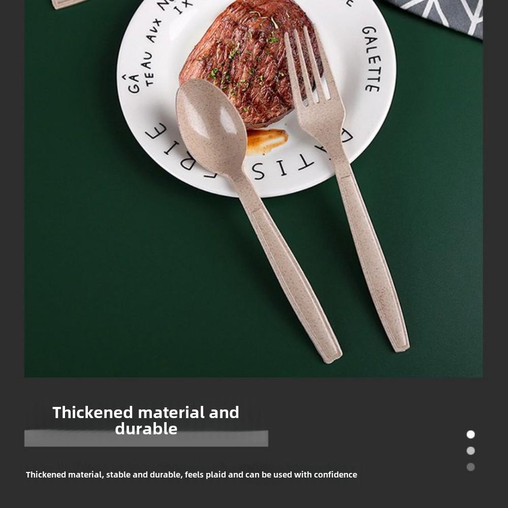 Degradable Tableware Environmentally Friendly Disposable Rice Husk Knife, Fork and Spoon Wheat Straw Spoon Household and Commercial Cake Spoon