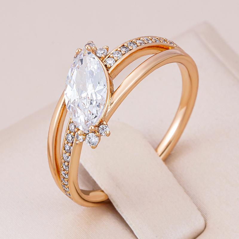 Simple Rhombus Natural Zircon Finger Rings For Women Rose Gold Color New In Rings Charm Daily Fine Wedding Jewelry
