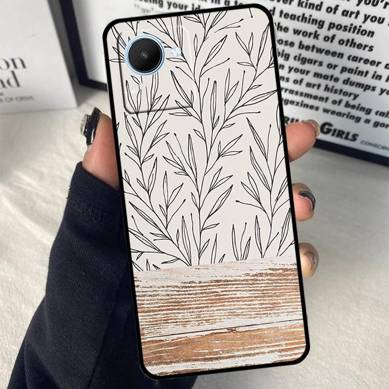Boho Botanical Leaf Cow Cactus For Realme C55 C75 C67 C63 C51 C61 C53 C35 C65 C71 11 12 13 14 Pro Plus GT6 GT7 15 Pro Case