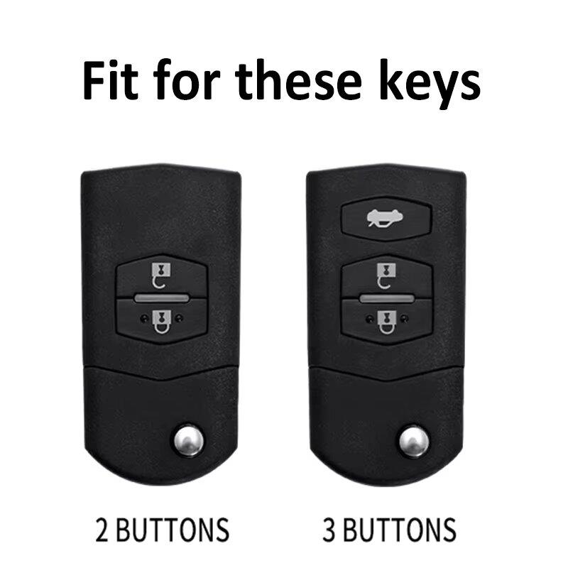 2 3-Button Zinc Alloy Leather Car Key Cover Is Suitable For Mazda Demio 2 3 5 6 8 M3 M5 M6 Cx-5 Cx-5 Cx-7 Cx9 Rx8 Mx5 Keychains