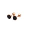 Exquisite Russian Purple Gold Korean Version Casual Fashion Round Ball Stud Earrings Rose Gold Plated Black Oil Drop Round Earrings