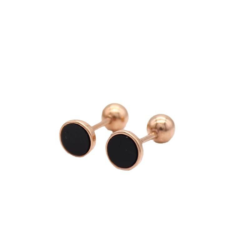Exquisite Russian Purple Gold Korean Version Casual Fashion Round Ball Stud Earrings Rose Gold Plated Black Oil Drop Round Earrings