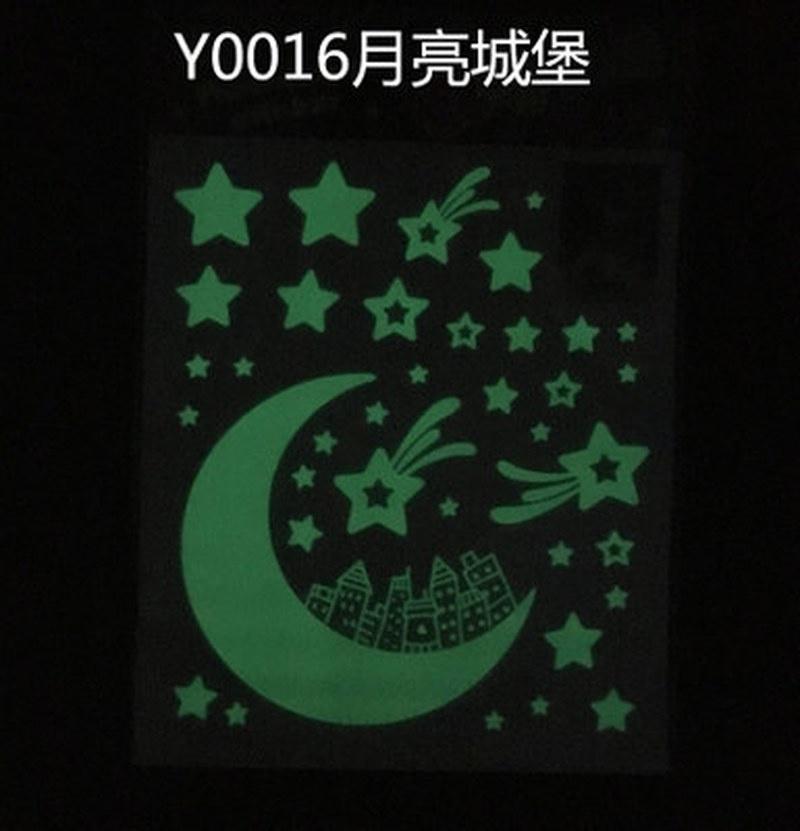 Glow Glass Stickers Fluorescence Meteor Star Moon Permanent Luminous Children Room Dormitory Decorat