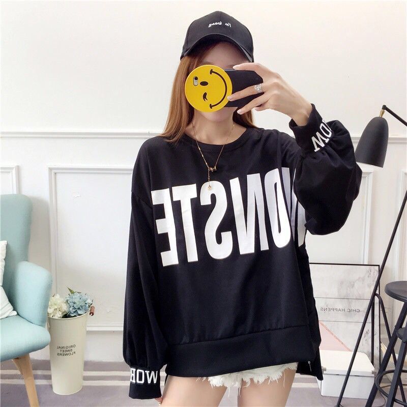 

Женские худи больших размеров с длинным рукавом, свободного кроя, весенне-осенние толстовки, повседневные топы с круглым вырезом XXL чёрный