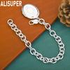 925 Sterling Silver Vintage Oval Photo Box Bracelet Gift Jewelry