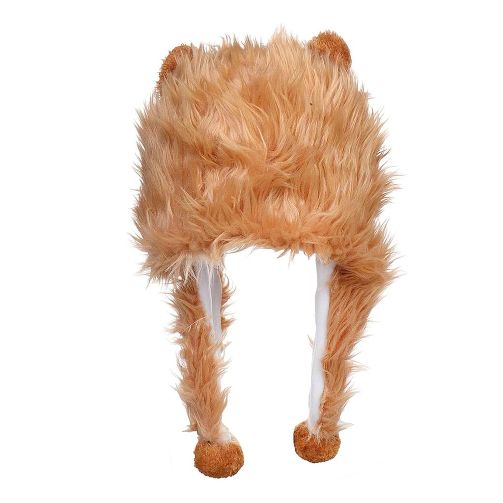 [NazyJnn] Plush Animal Hat for Halloween, Perfect for Kids and Adults, Cute with Ears, Cosplay, Winter Gear, Funny Gift, Lion